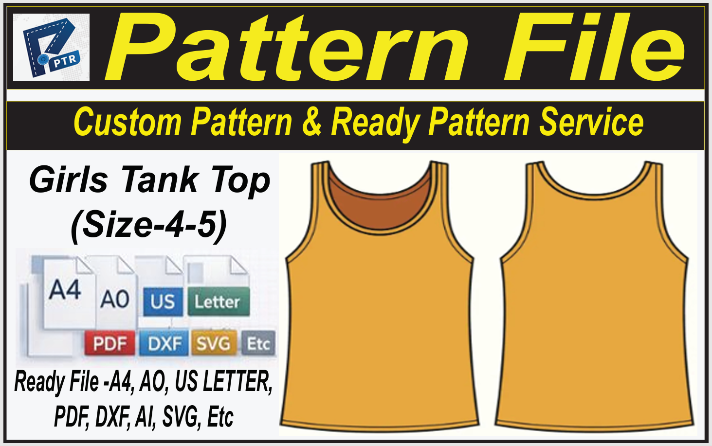 4-5 Pattern Files - Tank Top Girls - 4-5 Size - Image 1